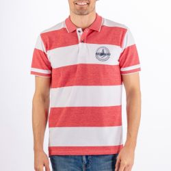 Sebago Block Striped Pique Polo Shirt - Red/White