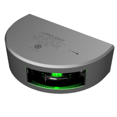 Lopolight 1Nm 112,5° Styrbord - 6m kabel - Silver - Vertical Monteret