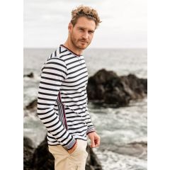 Pelle Petterson Classic Stripe Langærmet Herre T-Shirt - Dark Navy Stripe