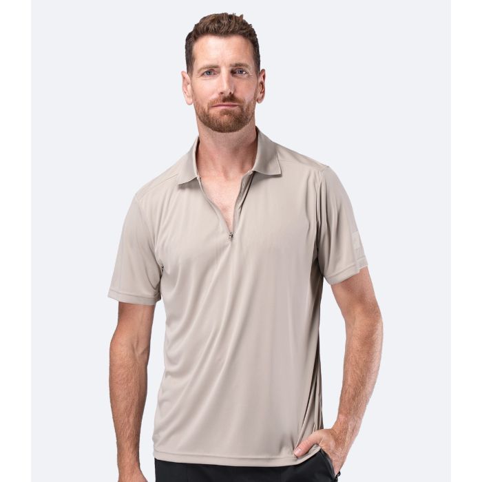 Zhik Mens UVActive™ Short Sleeve Polo – Stone