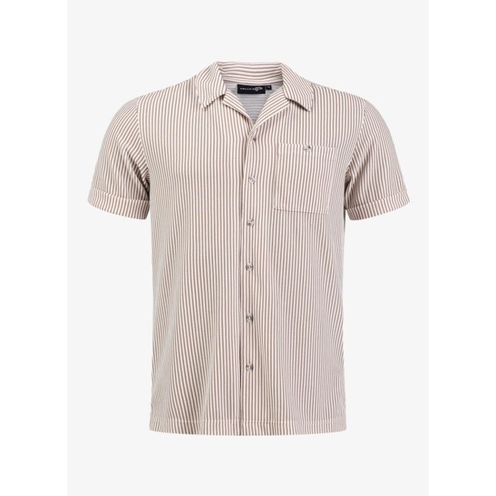 Pelle Petterson Brassie Camp Collar Shirt - Beige Oak Stripe main product photo