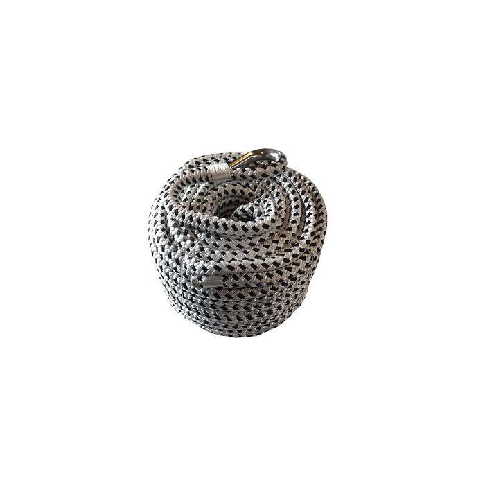 Liros Marstrand Ankerline 14 mm Hvid/Sort – 30 m med Splejset Øje og Rustfri Kovs