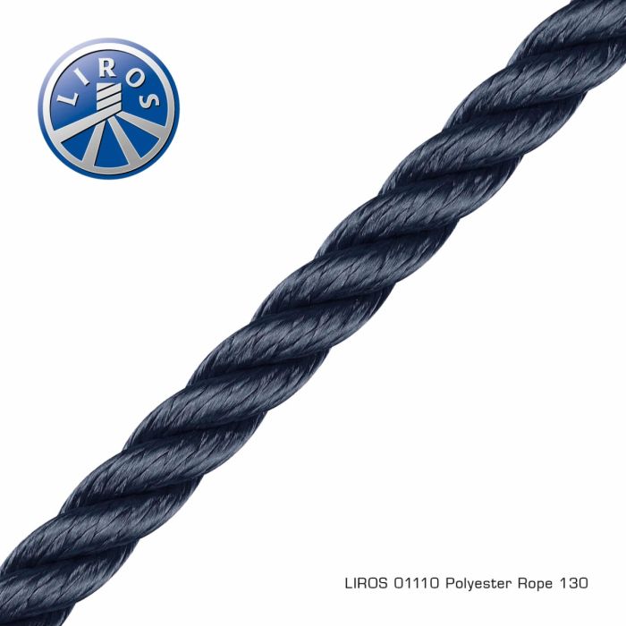 Liros 3-slået Polyester Reb 22 mm Navy – Afmålt Længde