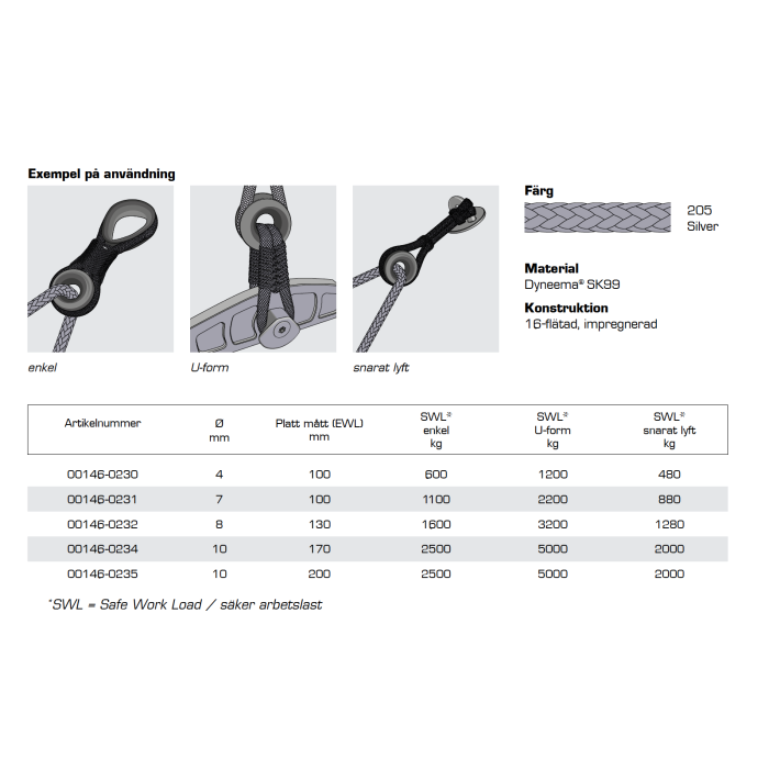 DYNEEMA LOOP - Ø10MM / LÆNGDE 200MM main product photo